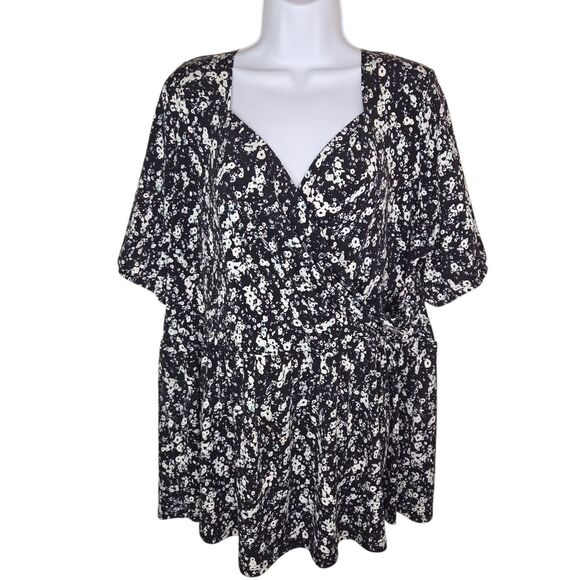 Lane Bryant Floral Sweetheart Neck Stretch Jersey Blouse Too 18/20 - Picture 1 of 8